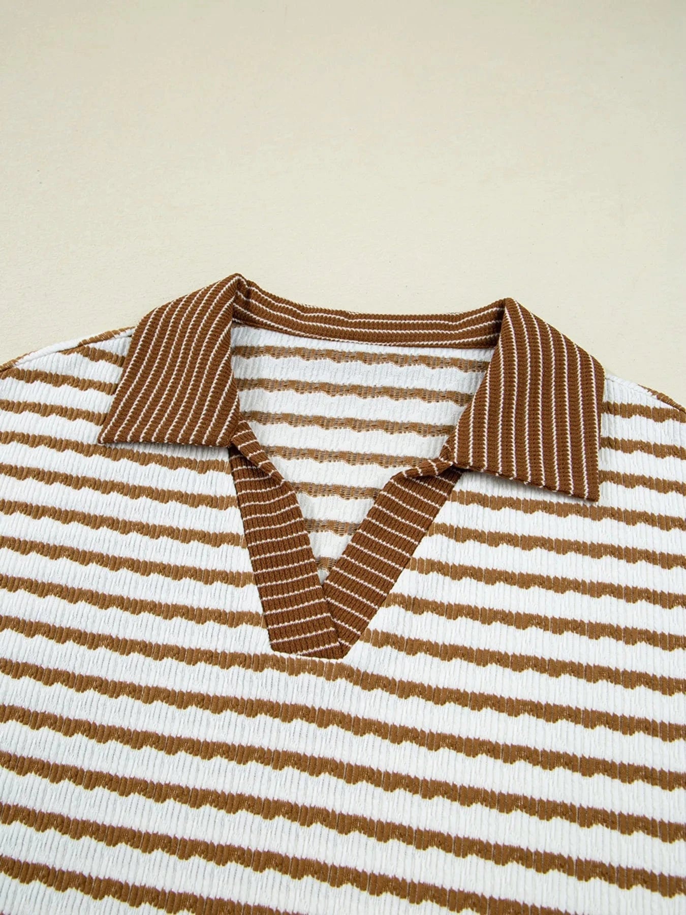 Stripe Collared Top and Drawstring Pant Set Two-Piece sets