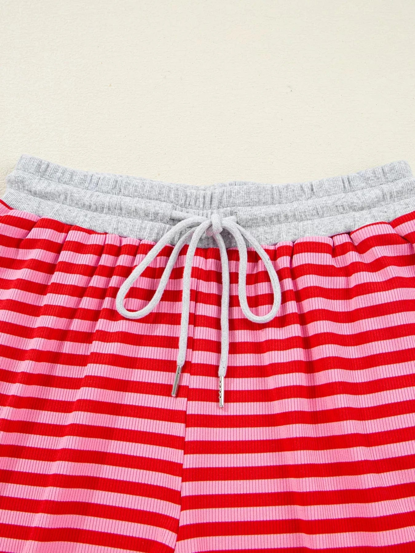 Stripe Drop Shoulder Baggy Top and Shorts Casual Set Two-Piece sets