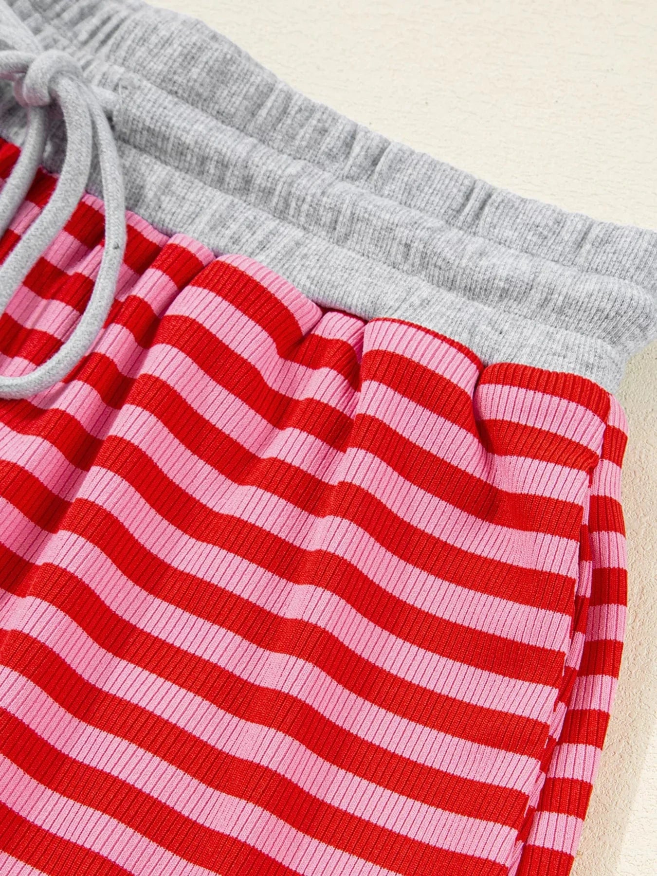 Stripe Drop Shoulder Baggy Top and Shorts Casual Set Two-Piece sets