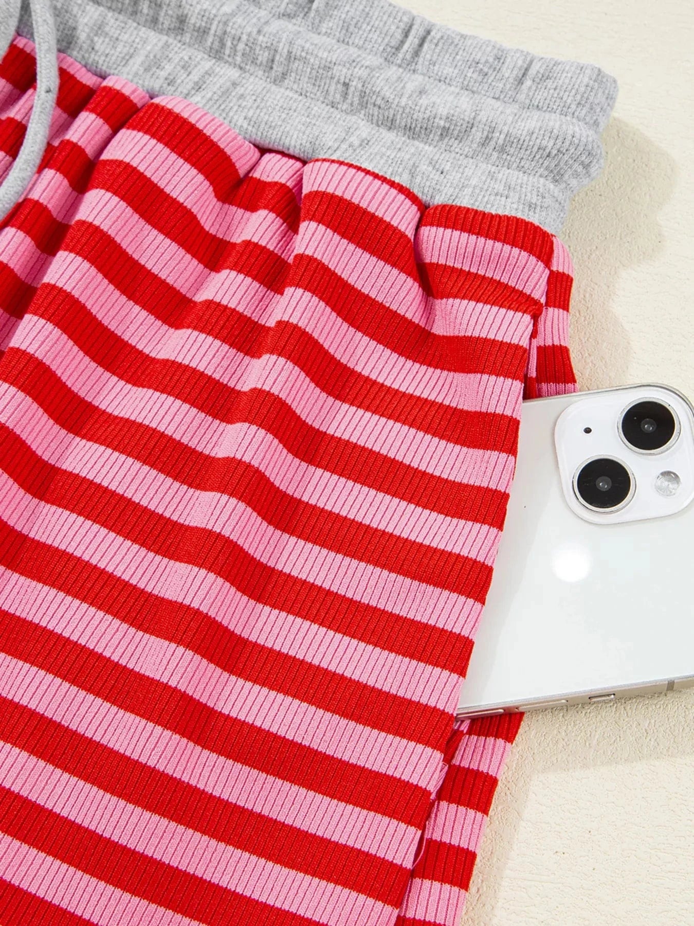 Stripe Drop Shoulder Baggy Top and Shorts Casual Set Two-Piece sets