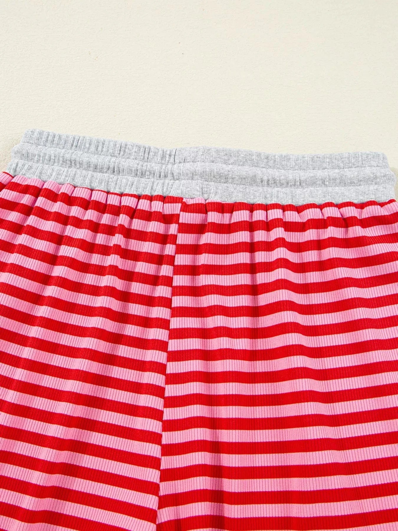 Stripe Drop Shoulder Baggy Top and Shorts Casual Set Two-Piece sets