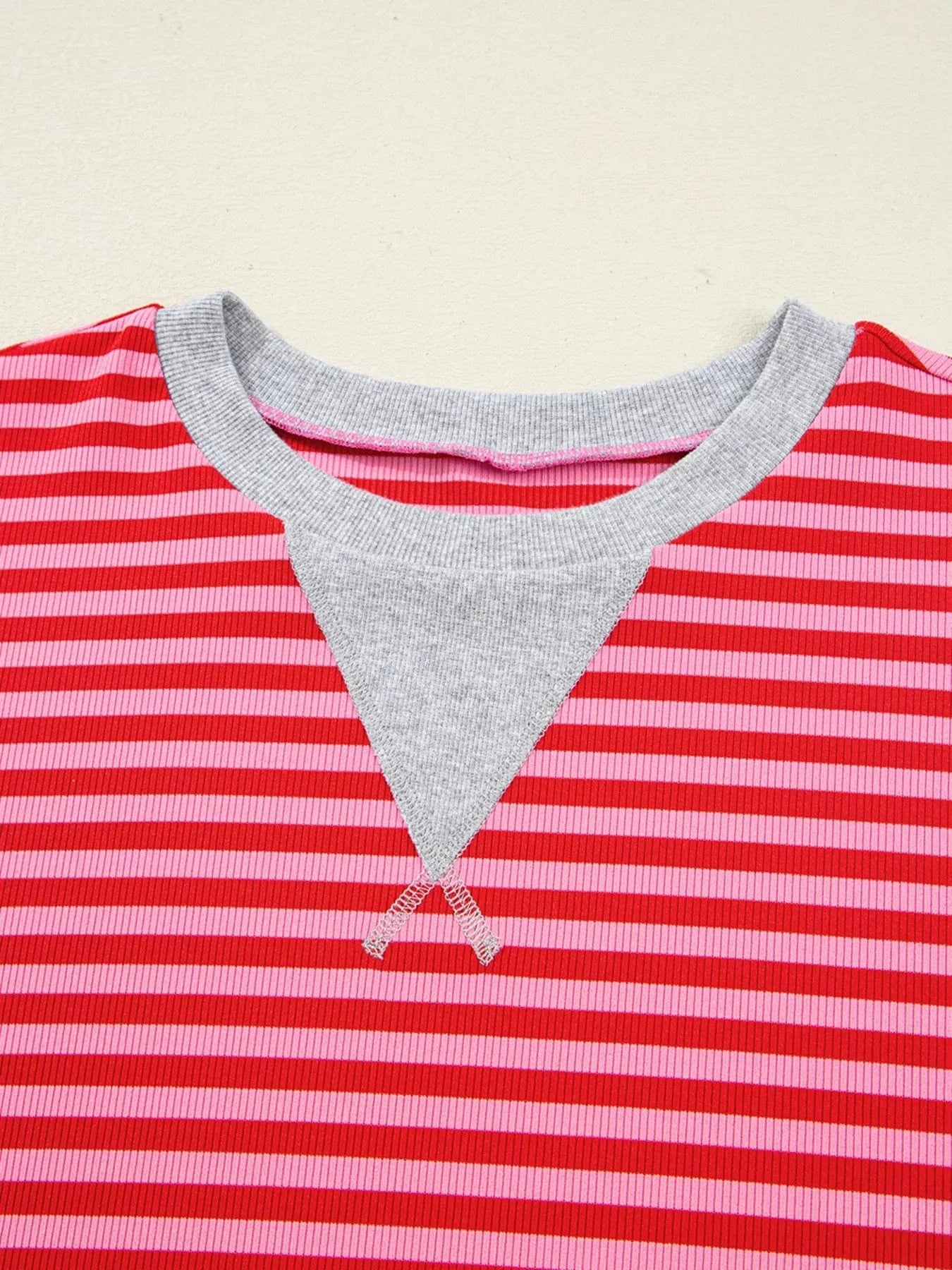 Stripe Drop Shoulder Baggy Top and Shorts Casual Set Two-Piece sets