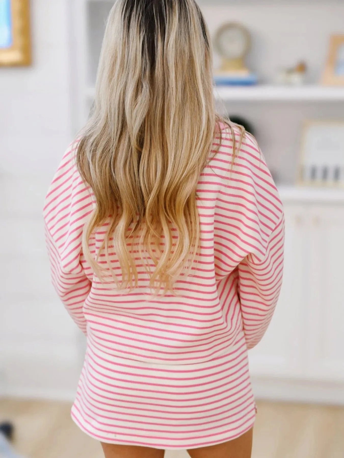 Striped Top and Skirt Set with Drawstring Two-Piece sets