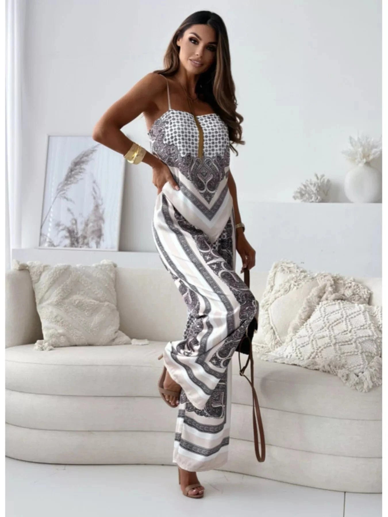 Tie Back Printed Cami and Pants Set Two-Piece sets