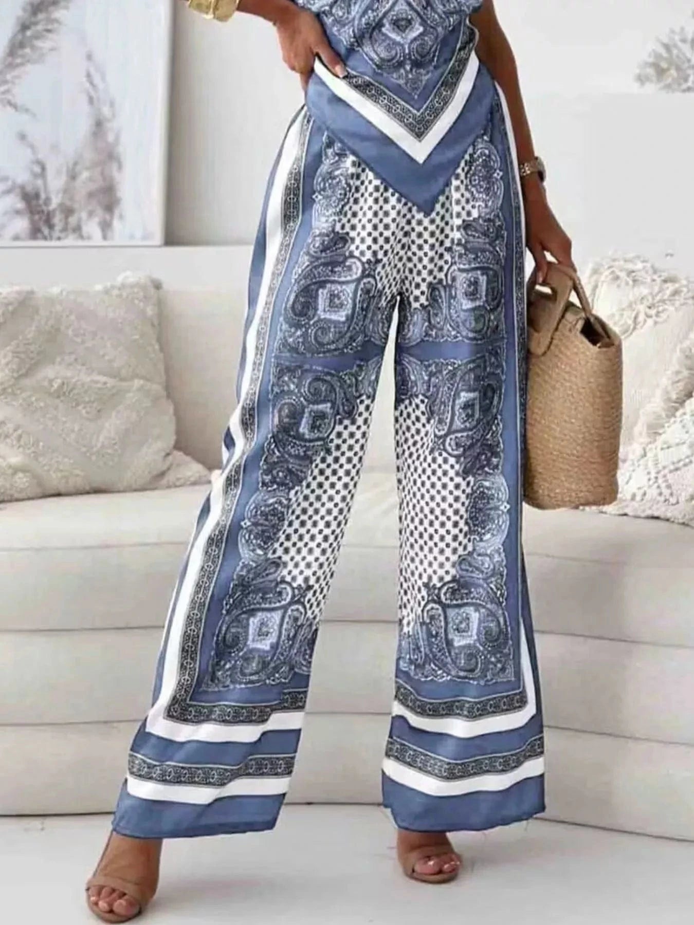 Tie Back Printed Cami and Pants Set Two-Piece sets