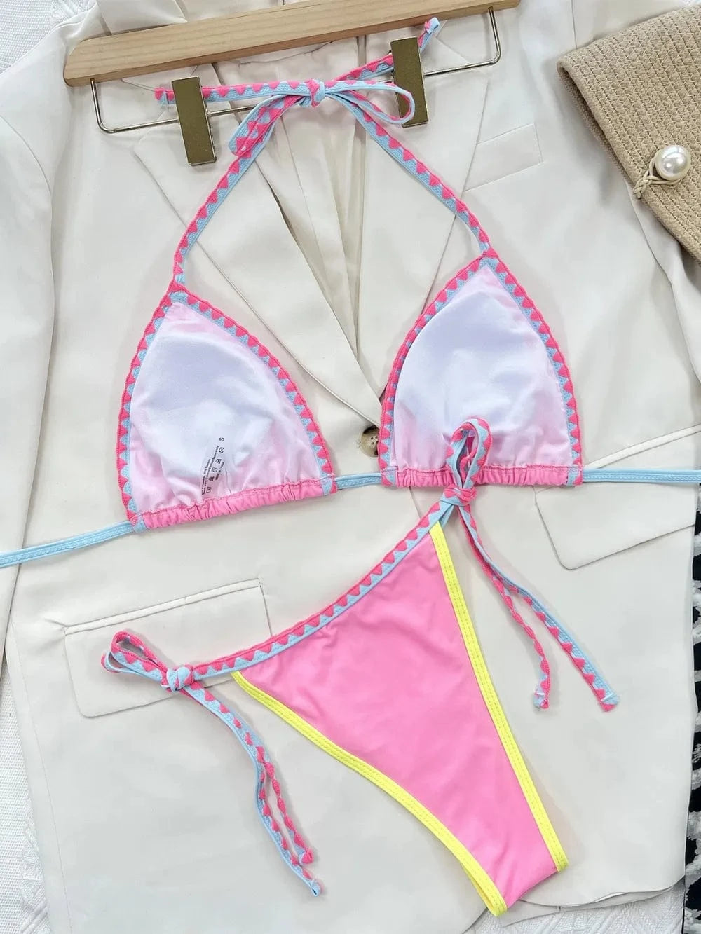 Contrast Trim Halter Neck Bikini Set Various Bikini