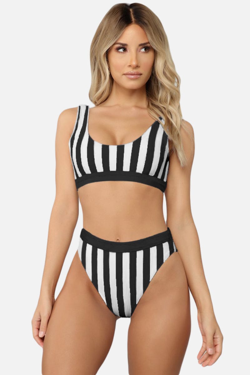 Striped Tank High Waist Bikini Various Bikini