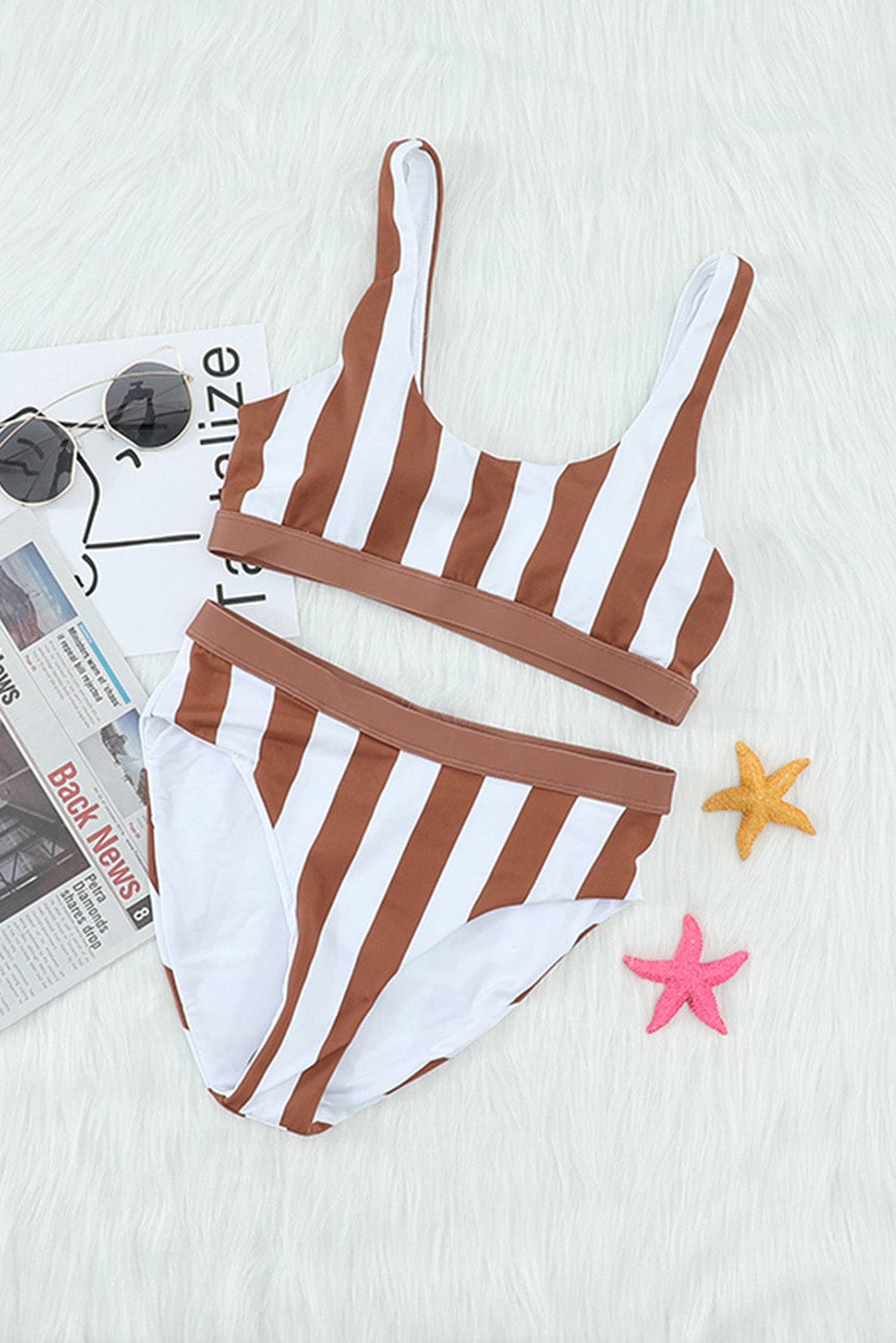 Striped Tank High Waist Bikini Various Bikini