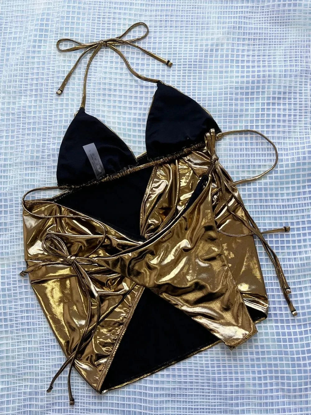 Tied Halter Neck Three-Piece Bikini Set Various Bikini