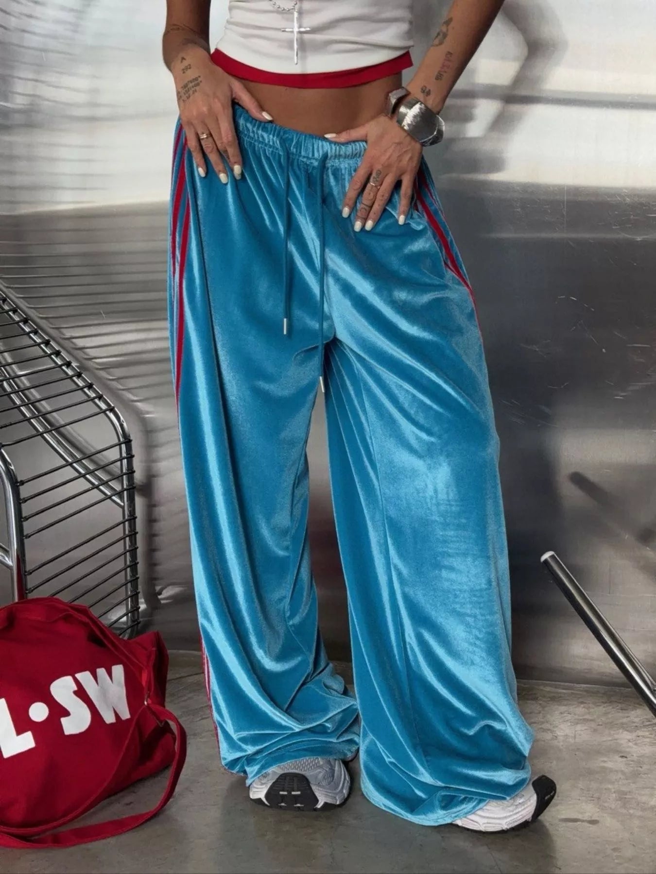 Velvet Wide-Leg Lounge Pants