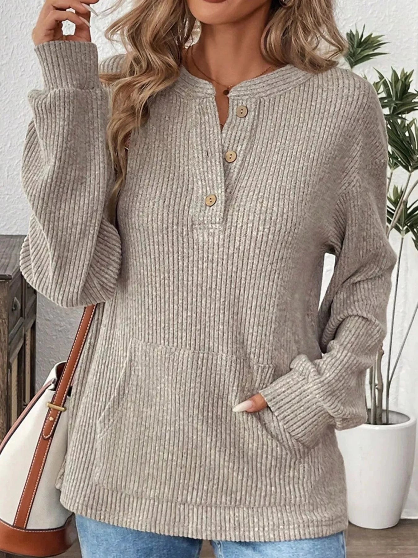 Women tops Button Detail Long Sleeve Top Button Detail Long Sleeve Top