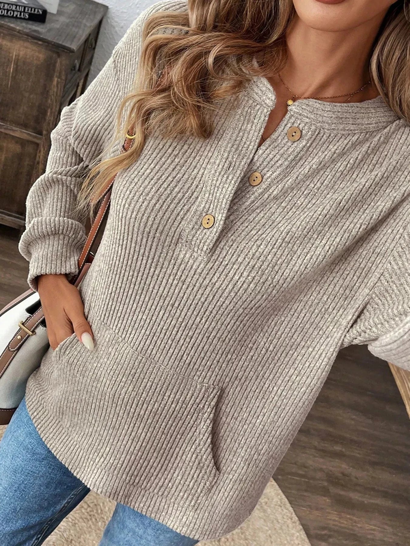Women tops Button Detail Long Sleeve Top Button Detail Long Sleeve Top