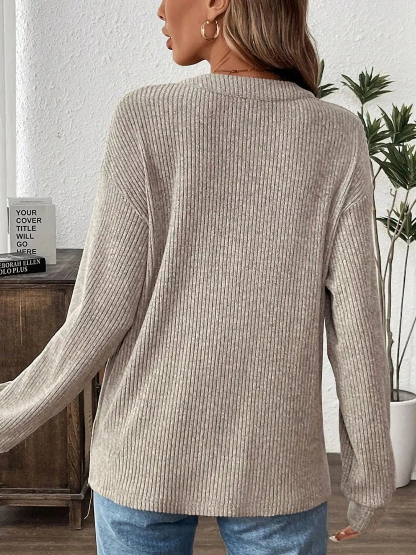 Women tops Button Detail Long Sleeve Top Button Detail Long Sleeve Top