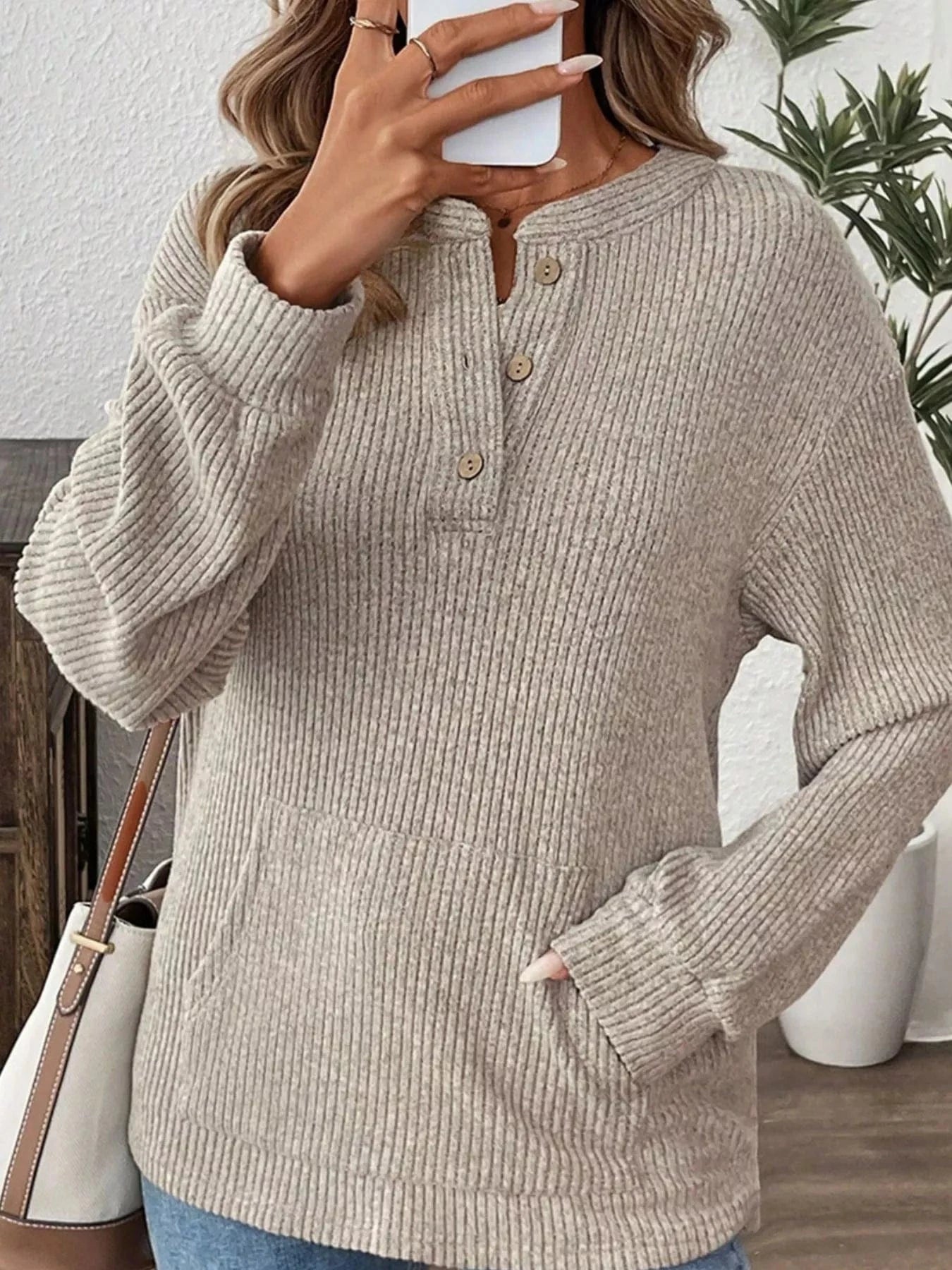Women tops Button Detail Long Sleeve Top Button Detail Long Sleeve Top