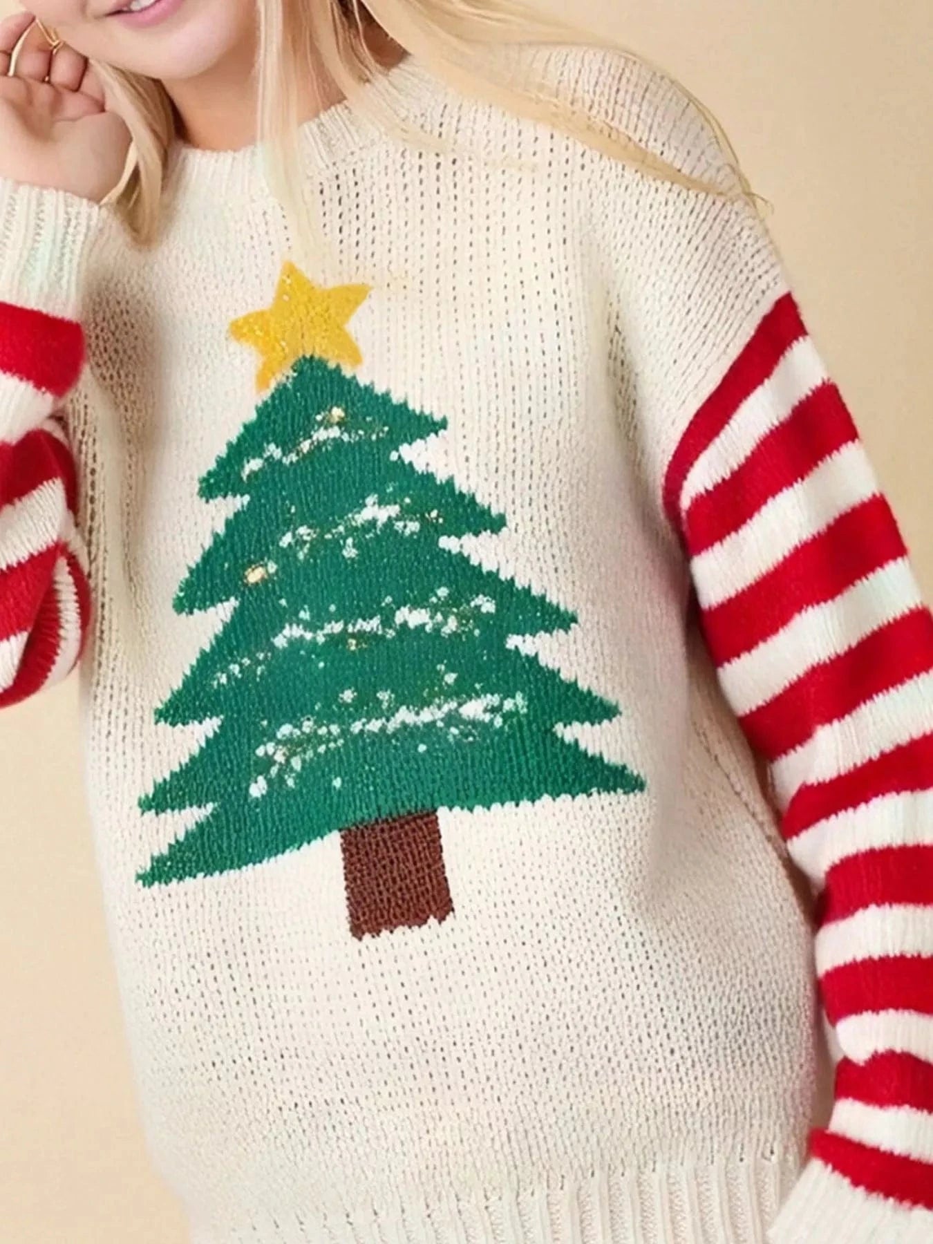 Women tops Christmas Tree Round Neck Sweater Christmas Tree Round Neck Sweater