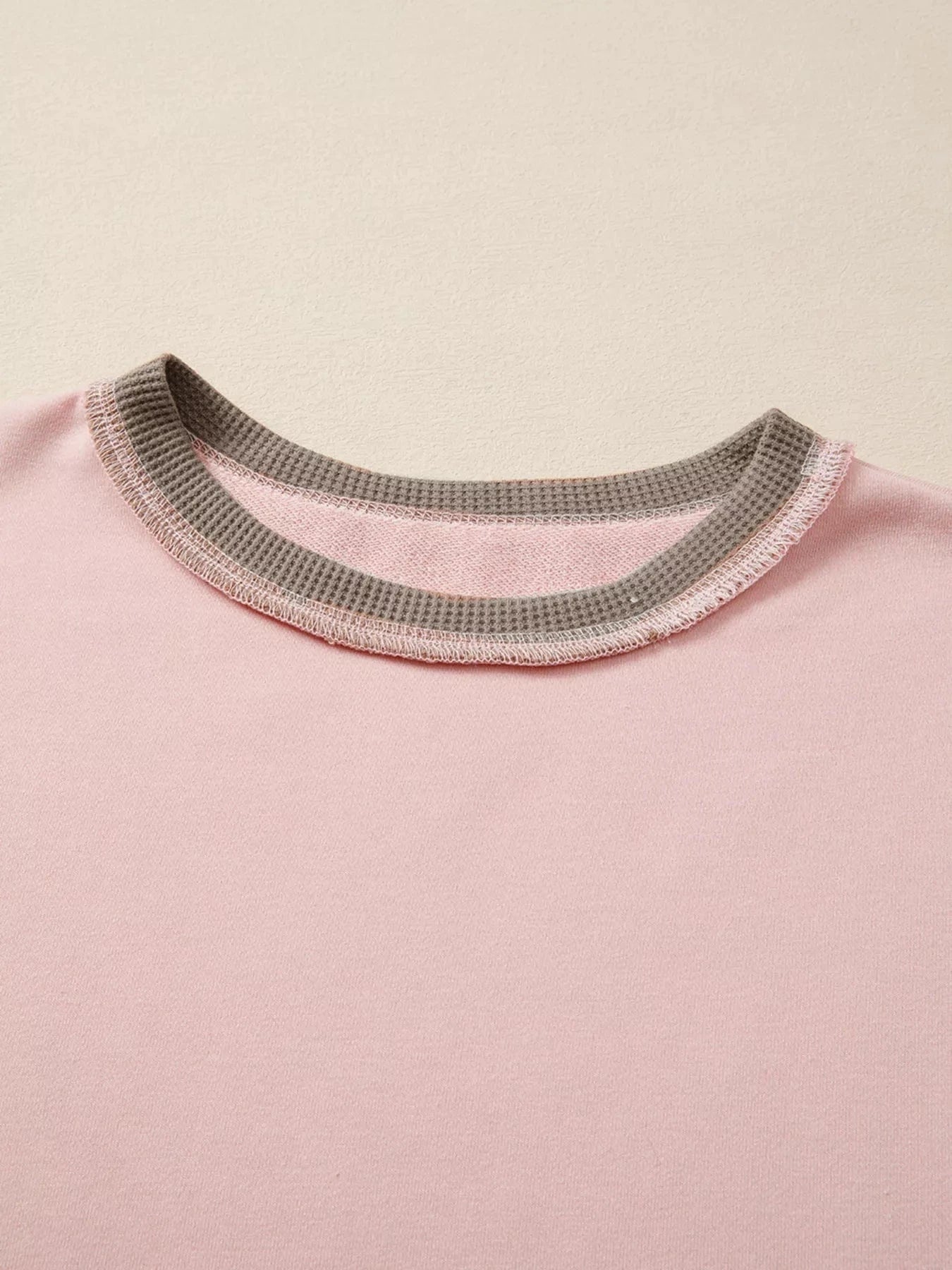 Women tops Color Block Mix Texture Waffle Patchwork Oversize Sweatshirt Color Block Mix Texture Waffle Patchwork Oversize Sweatshirt