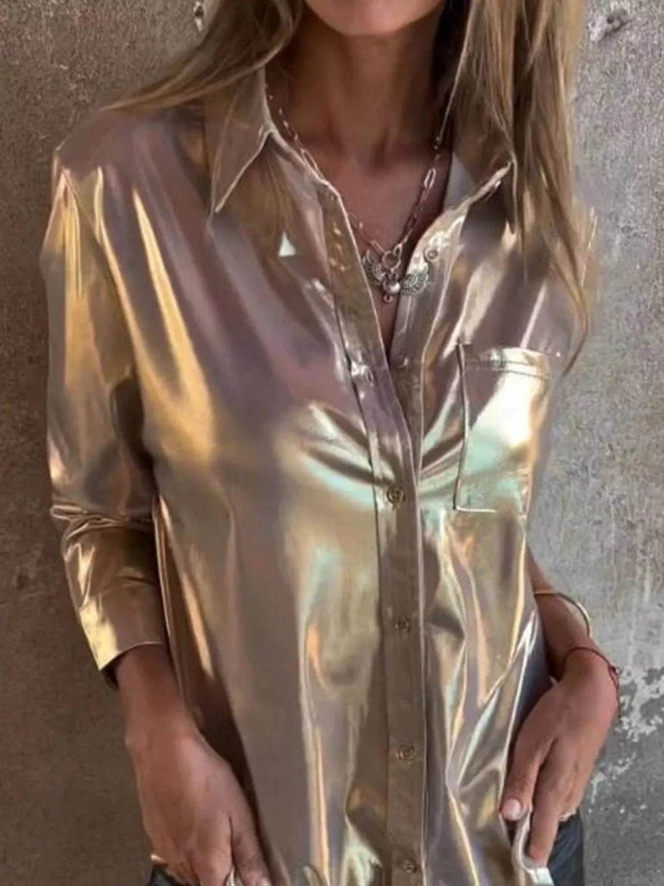 Women tops Full Size Button-Down Long Sleeve Shirt Plus Size Full Size Button-Down Long Sleeve Shirt Plus Size