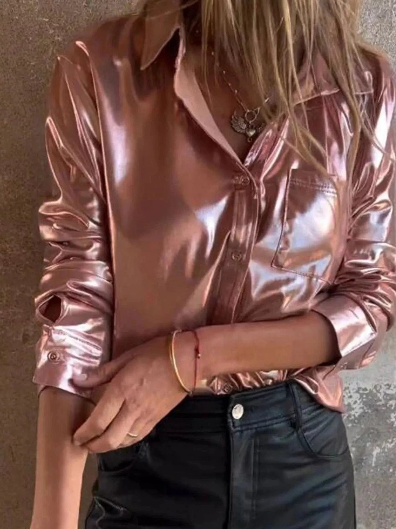 Women tops Full Size Button-Down Long Sleeve Shirt Plus Size Full Size Button-Down Long Sleeve Shirt Plus Size