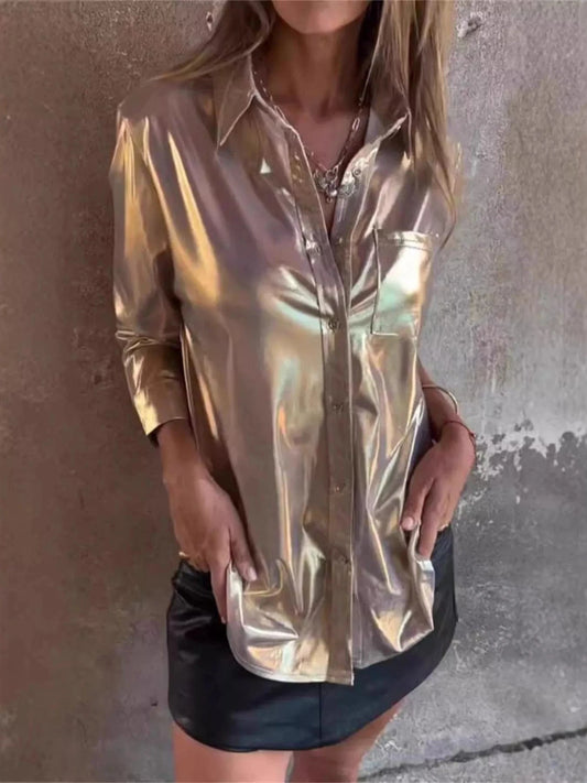 Women tops Full Size Button-Down Long Sleeve Shirt Plus Size Full Size Button-Down Long Sleeve Shirt Plus Size