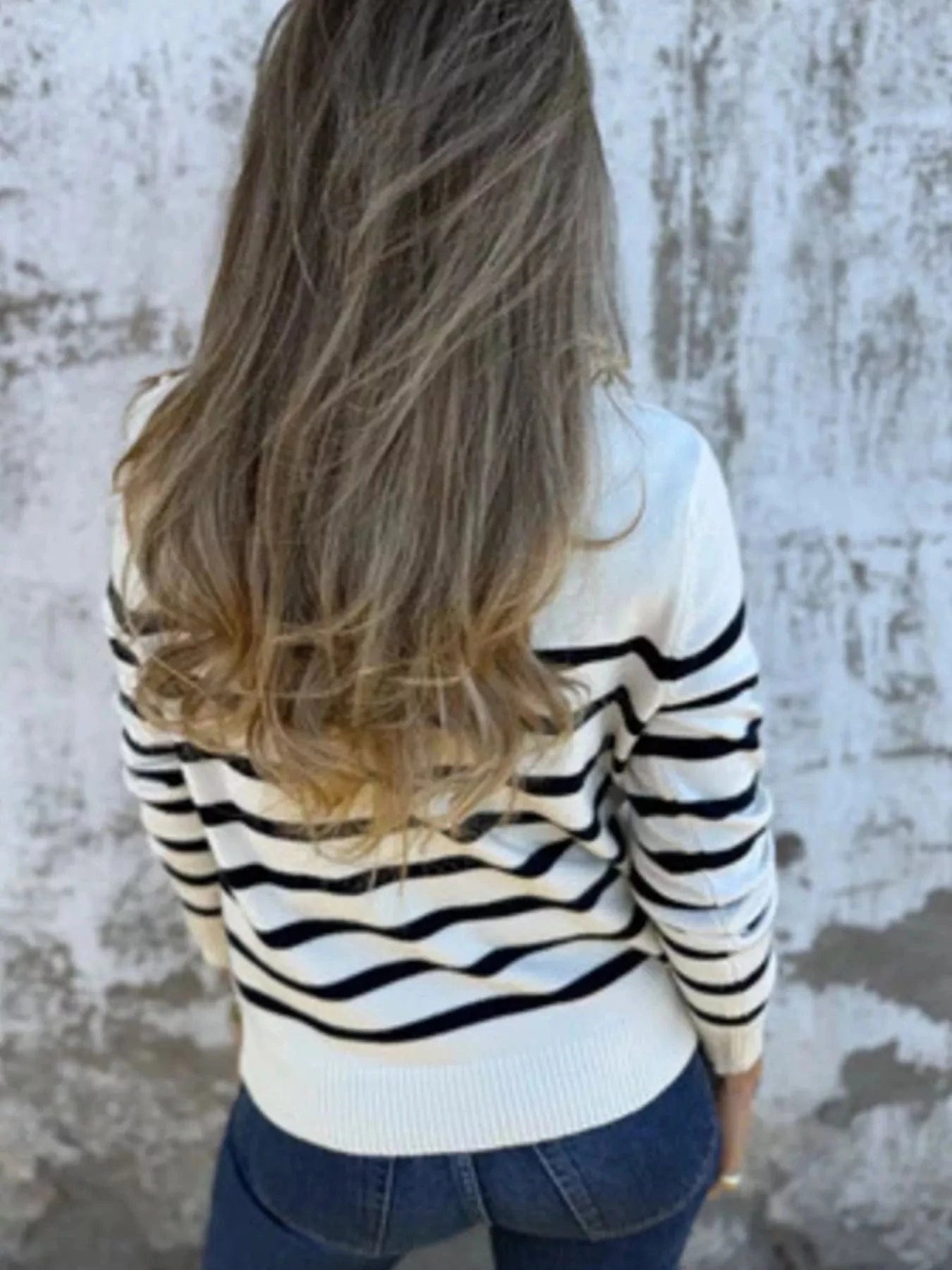 Women tops Full Size Striped Turtleneck Long Sleeve Sweater Plus Size Full Size Striped Turtleneck Long Sleeve Sweater Plus Size