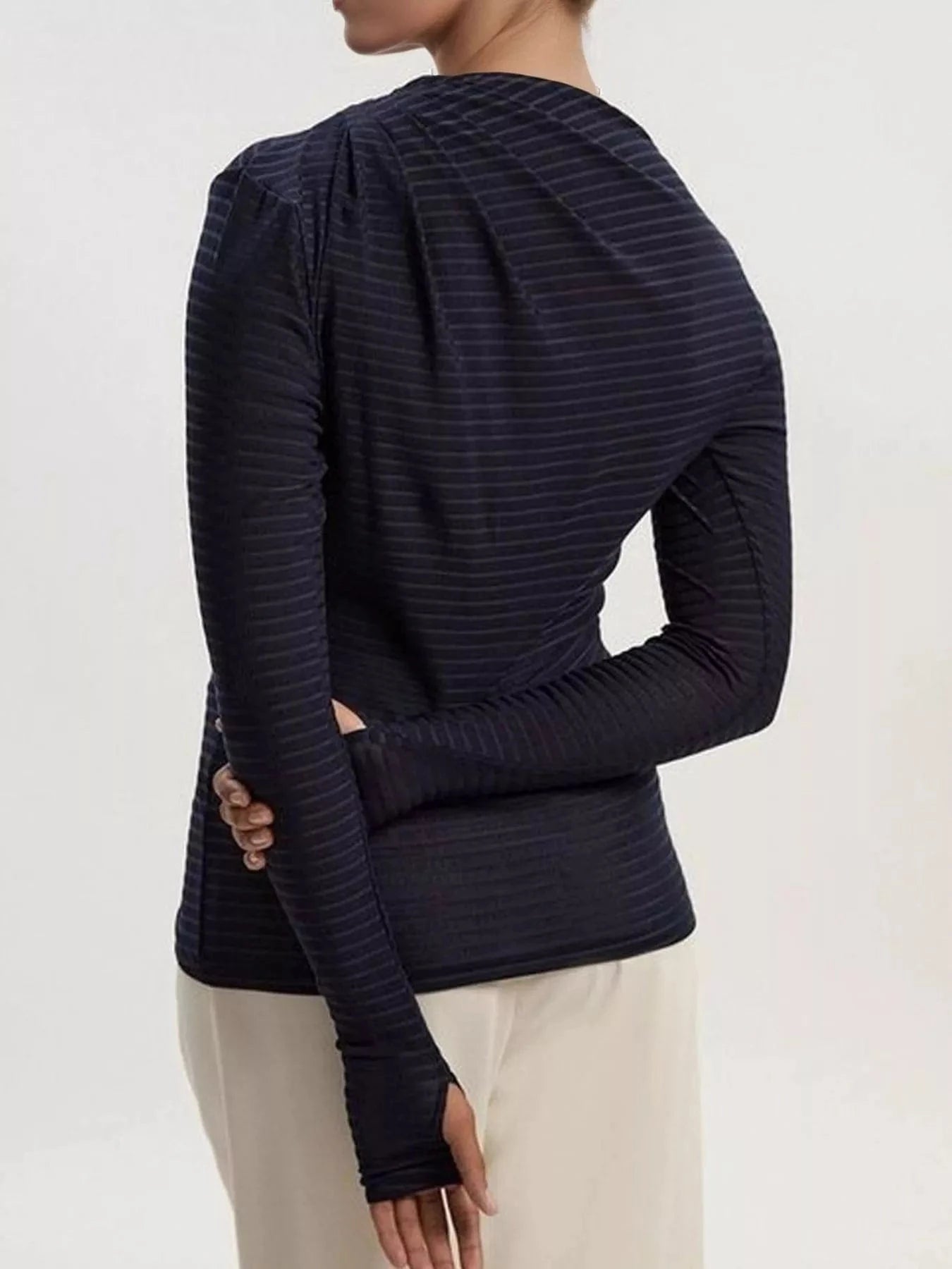 Women tops Ruched Striped Long Sleeve Top Ruched Striped Long Sleeve Top