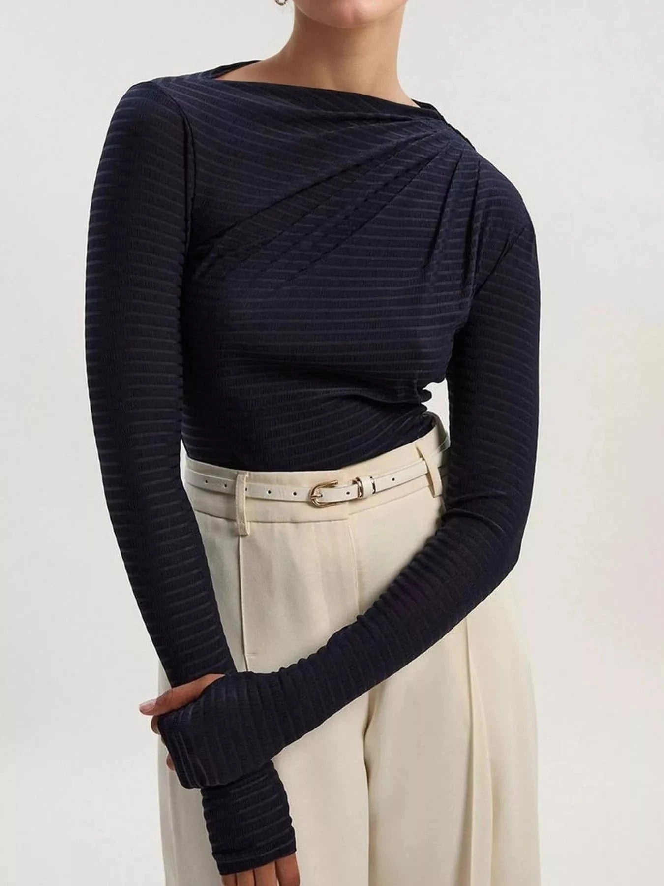Women tops Ruched Striped Long Sleeve Top Ruched Striped Long Sleeve Top