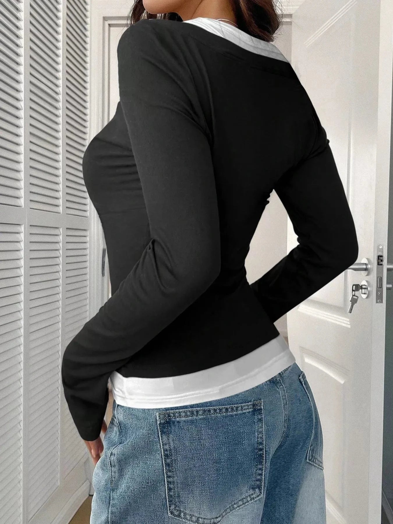 Women tops Scoop Neck Long Sleeve T-Shirt Scoop Neck Long Sleeve T-Shirt