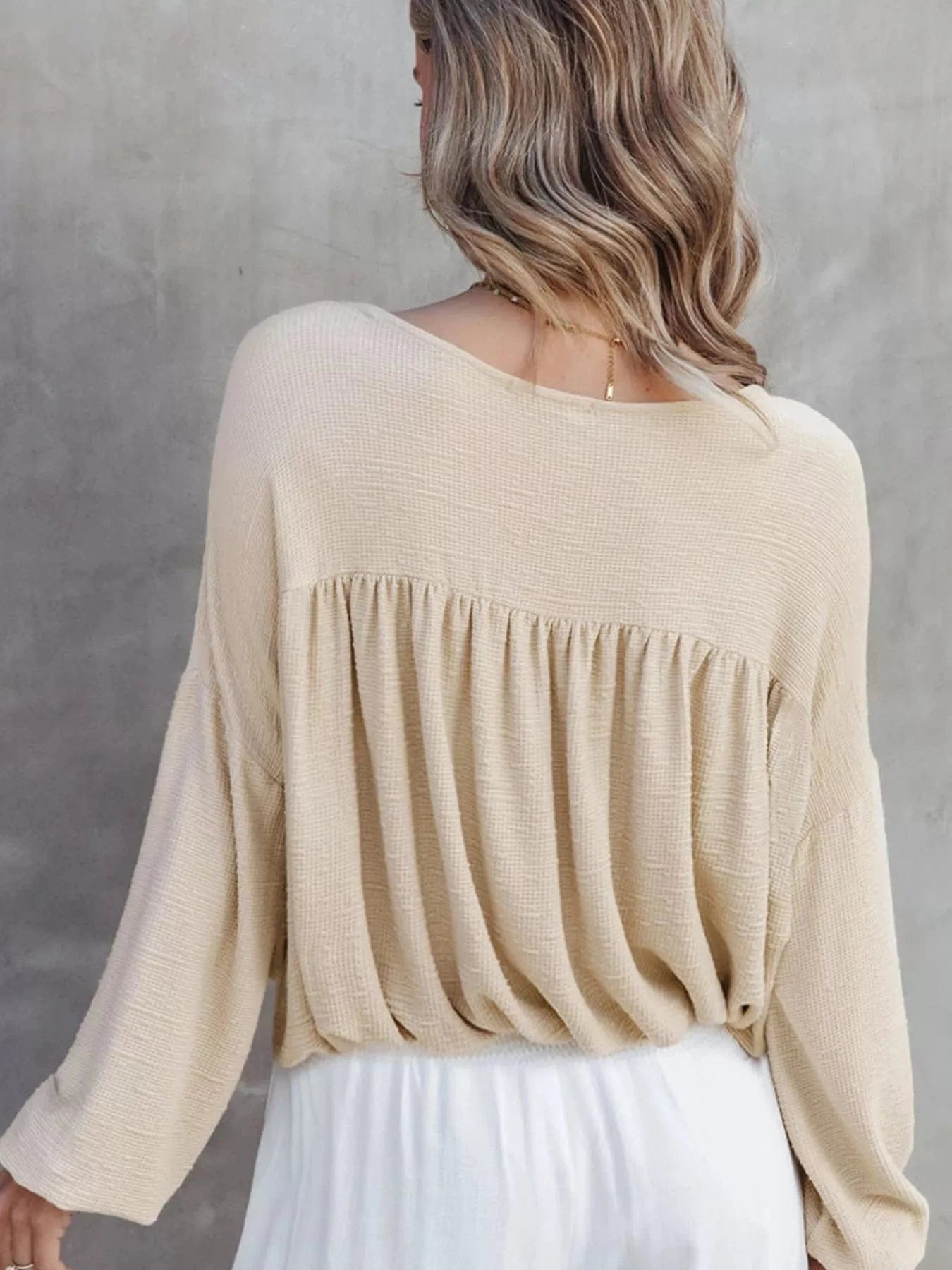 Women tops Textured Drop Shoulder Long Sleeve Top Textured Drop Shoulder Long Sleeve Top
