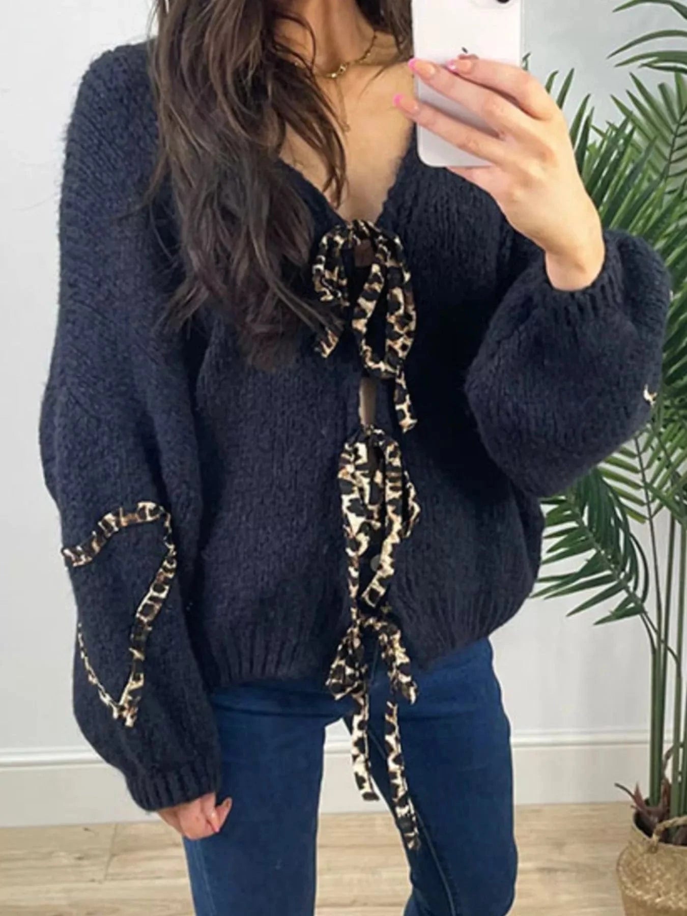 Women tops Tie Front Long Sleeve Sweater Tie Front Long Sleeve Sweater