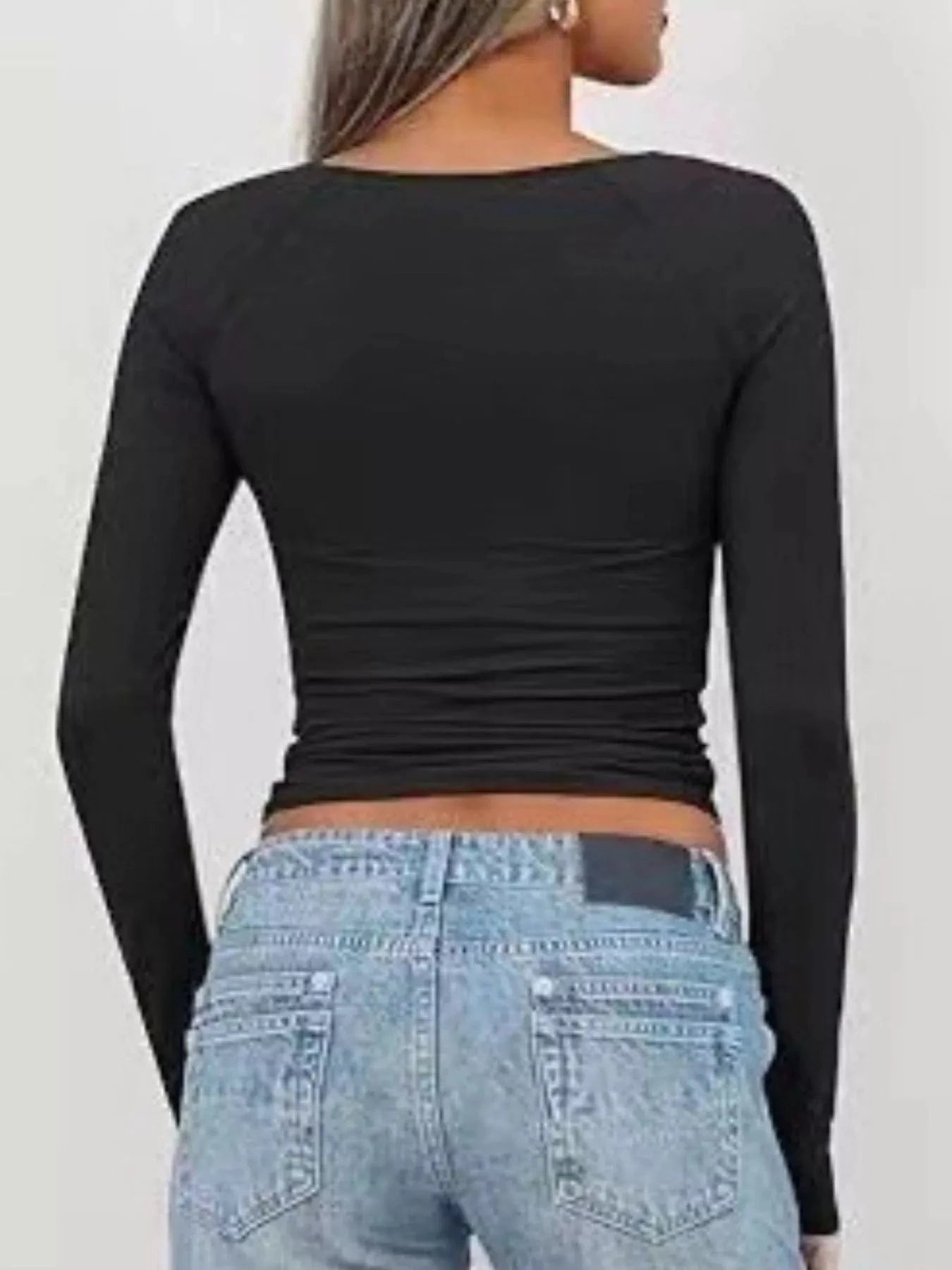Women tops Twist Front Long Sleeve Fitted T-Shirt Twist Front Long Sleeve Fitted T-Shirt