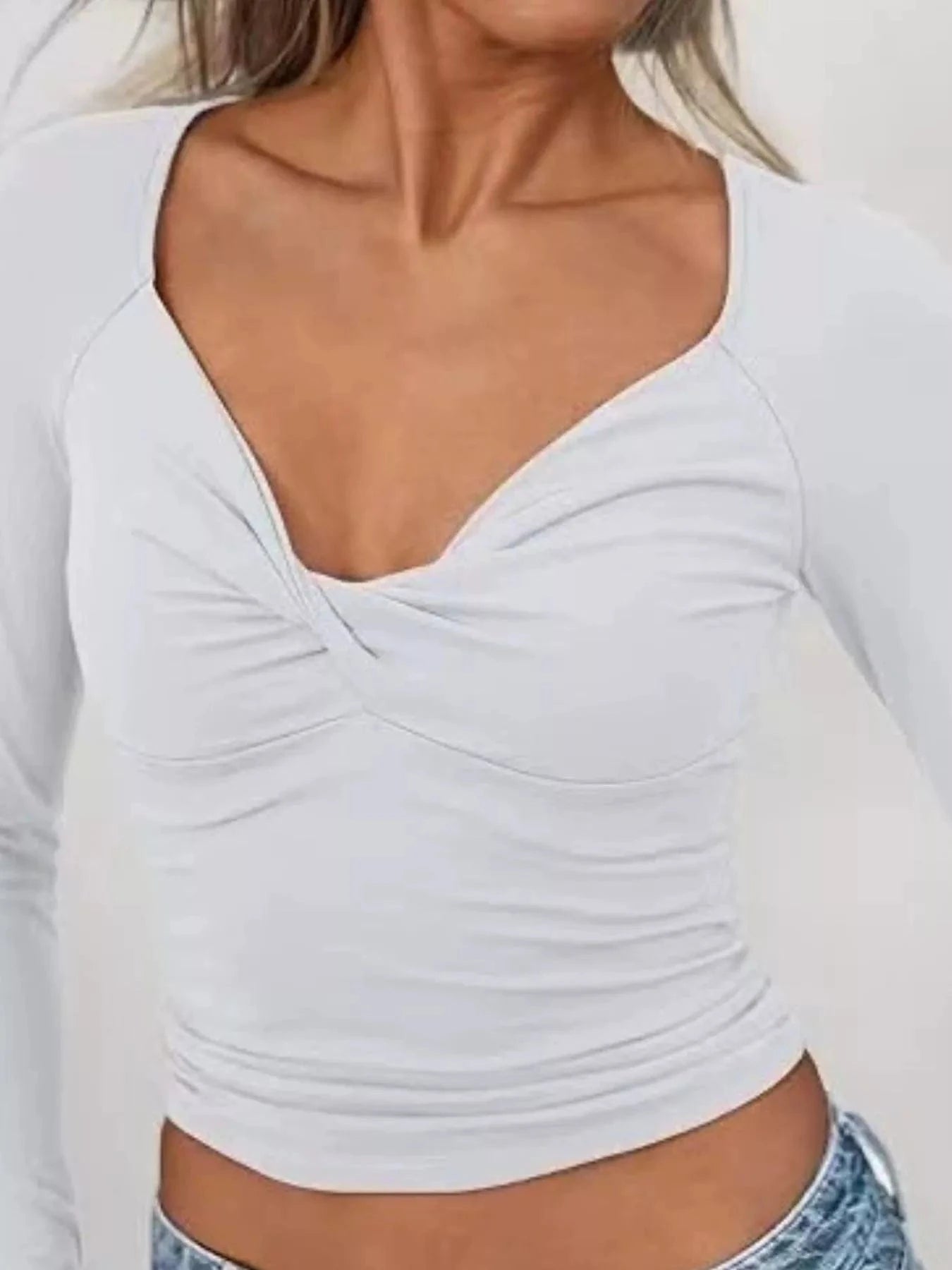Women tops Twist Front Long Sleeve Fitted T-Shirt Twist Front Long Sleeve Fitted T-Shirt