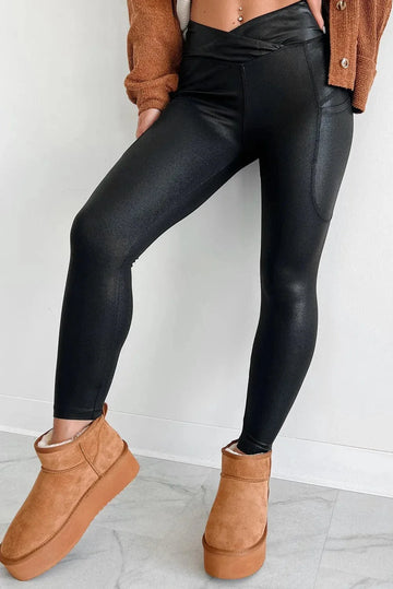 Discover the Comfort and Style of Pocketed V-Cut Waist Leggings - Bikini Yes 
