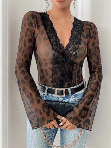 In-Depth Review of the Perfee Leopard V-Neck Lace Bodysuit - Bikini Yes 
