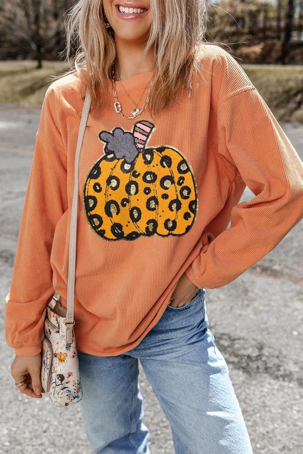 Tips and Tricks for Styling a Pumpkin Round Neck Long Sleeve Sweatshirt - Bikini Yes 