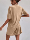 Johnny-Collar Short-Sleeve Polo Dress - product view 11
