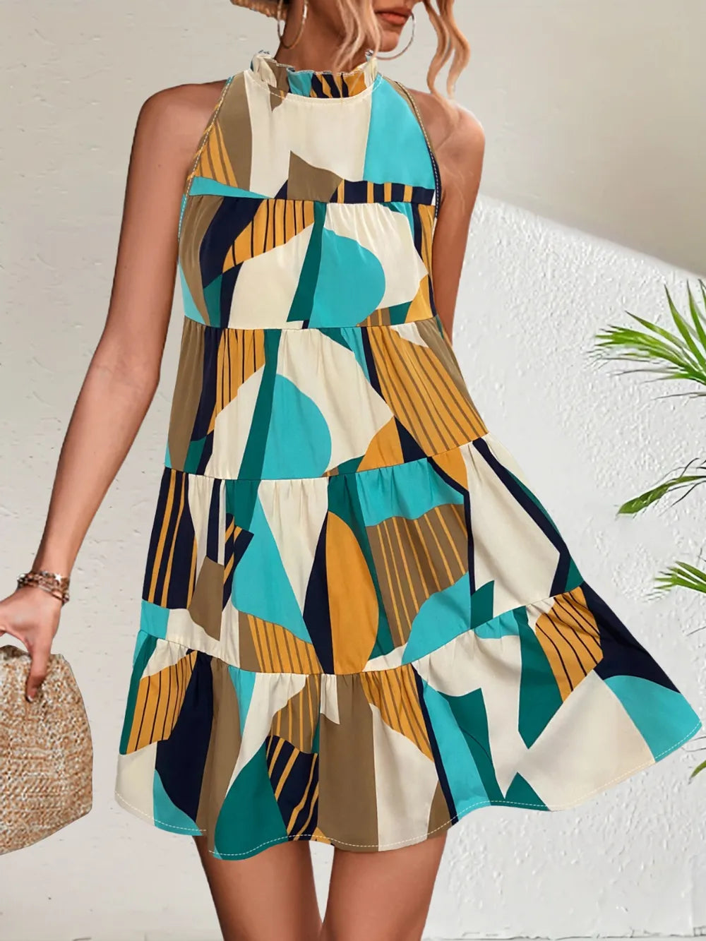 Printed Mock-Neck Mini Dress - product view 1