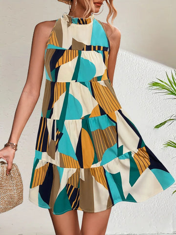 Printed Mock-Neck Mini Dress - product view 1