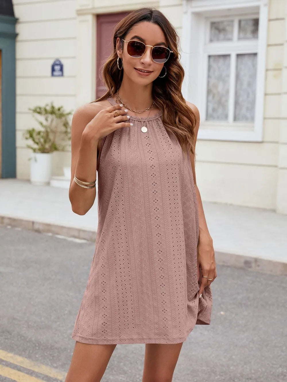 Florira Eyelet Sleeveless Mini Dress - product view 16