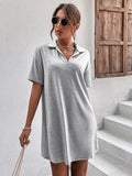 Johnny-Collar Short-Sleeve Polo Dress - product view 6