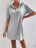 Johnny-Collar Short-Sleeve Polo Dress - product view 8