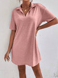 Johnny-Collar Short-Sleeve Polo Dress - product view 5