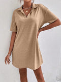 Johnny-Collar Short-Sleeve Polo Dress - product view 13