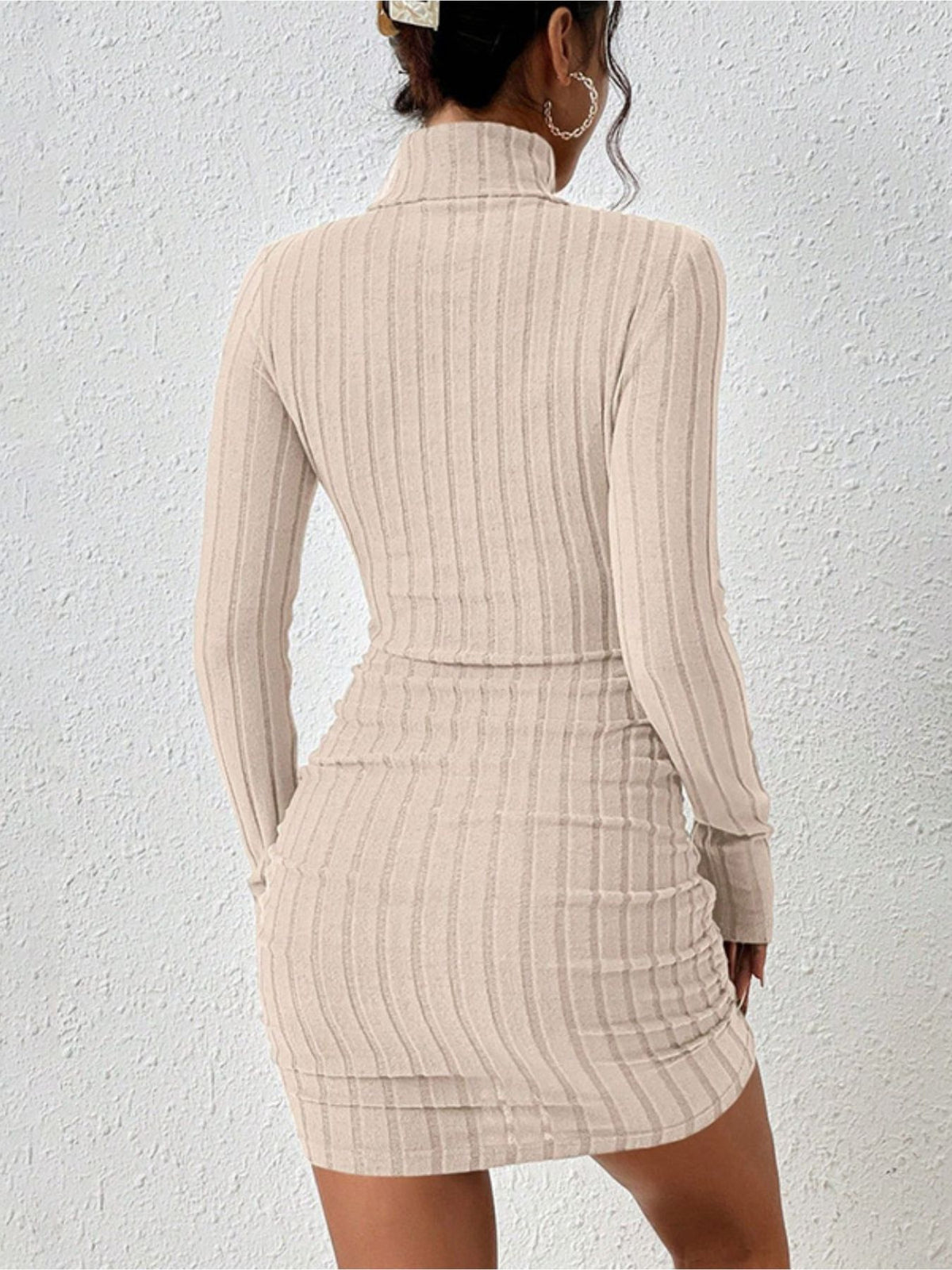 Ribbed Turtleneck Bodycon Mini Dress