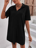 Johnny-Collar Short-Sleeve Polo Dress - product view 15