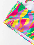 Abstract Print High Waist Bikini Set