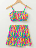 Abstract Print High Waist Bikini Set