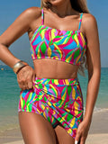 Abstract Print High Waist Bikini Set Multicolor / S