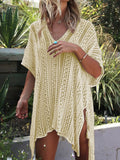 Angel Wings Cutout V-Neck Cover-Up with Tassel Cream / One Size