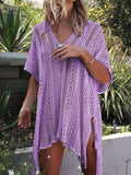 Angel Wings Cutout V-Neck Cover-Up with Tassel Lavender / One Size