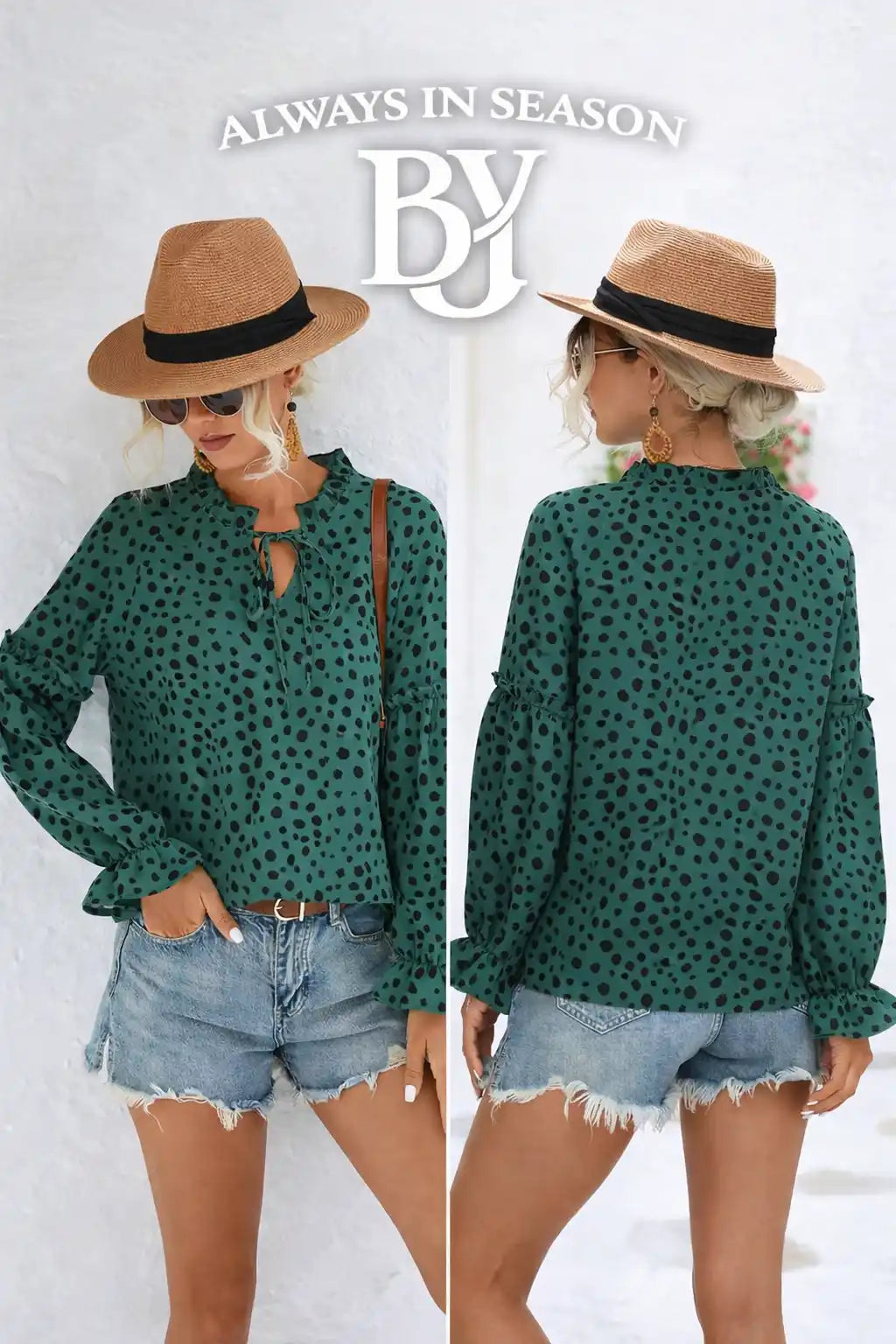 Animal Print Tie Neck Blouse